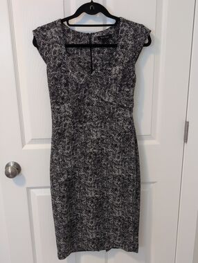 White House Black Market Black and White Patterned Sheath Dress